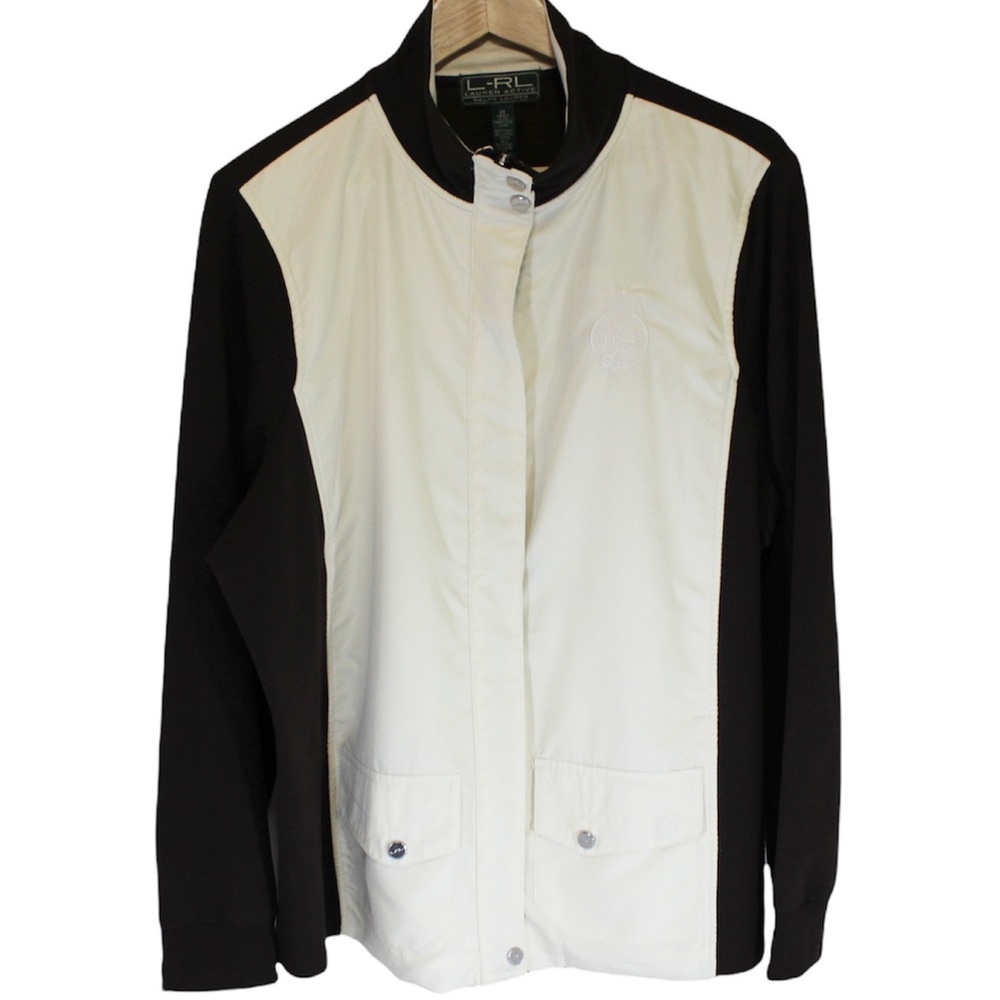 LAUREN RALPH LAUREN Active Crested Cream Brown Jacket Full Zip Size 2XL